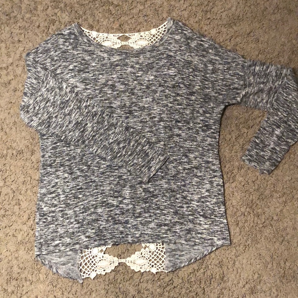 VINTAGE HAVANA LACE OPEN BACK SWEATER !